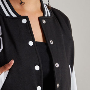 Veste universitaire en laine noire brodée, entièrement en laine, rembourrage en coton, veste de collège solide, veste de lettreman respirante - Product Image 3