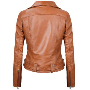 Veste en cuir véritable pour femme, nouvelle veste en cuir de motard décontractée et élégante, en emballage premium - Product Image 2