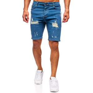 Pantalones cortos de mezclilla holgados de alta calidad para hombre con diseño personalizado, pantalones cortos casuales de lavado oscuro, perfectos para la ropa de calle de verano - Product Image 1