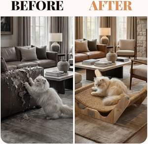 2-in-1 Adjustable Comfortable Cat Scratcher <b>Bed</b> Elevated Wooden Plush Mat with Sisal Removable Washable Indoor <b>Outdoor</b> Use - Product Image 6