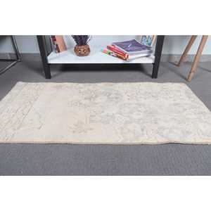 Turkish Vintage Rug, 1.6x3.3 ft Rug, <b>Brown</b> Plants & trees <b>Wool</b> Rug - Product Image 4