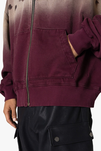 Sudadera con capucha lavada con ácido de primera calidad para hombre con estampado de soplo | Diseño rasgado, sudadera térmica con cremallera de lana pesada de alta calidad - Product Image 4