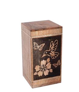 Urnas de madera florales para cenizas humanas Adulto Grande-Urna de cremación de mariposa para cenizas-Urna de entierro para columbario-Funeral - Product Image 1