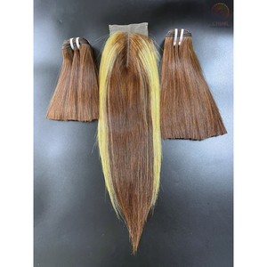 Extensiones de mechones de cabello vietnamita súper doble dibujado de alta calidad, cutícula virgen, hueso alineado, recto, Remy, onda Natural, humano - Product Image 1
