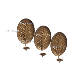 Juego de Tres Portavelas Decorativos de Pared con Forma Ovalada en Color Dorado Hierro, Portavelas Decorativos Colgantes de Pared a Bajo Precio - Product Image 1