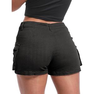 Pantalones Cortos Cargo de Verano para Mujer, Cintura Elástica, Casuales, Deportivos, Tejidos, Lisos, con Bolsillos, de Algodón - Product Image 4