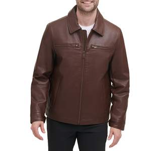 Chaqueta de Cuero Genuino para Motociclista para Hombre con Cierre de Cremallera, Forro Interior Cálido, Chaqueta de Cuero para Invierno para Hombre - Product Image 2