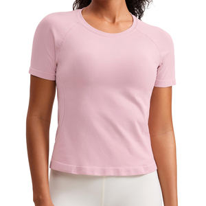 Camiseta de gimnasio para mujer, Material transpirable ultrasuave, ropa de entrenamiento de secado rápido para verano, deportiva y deportiva, técnica teñida lisa - Product Image 1
