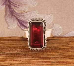 Bague baguette en pierre de Druzy faite à la main en argent Sterling 925 bijoux en pierres précieuses unisexe cadeau de fête de mariage élégant Style Boho - Product Image 6