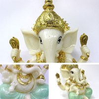 Statue de Ganesha en résine, figurine du dieu éléphant en imitation jade peinte or, décoration d'autel à domicile, cadeau religieux