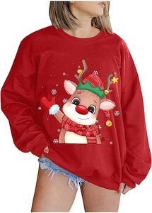Wholesale custom design Women's Padded Round Neck Long Sleeve Tops Christmas Cute Print Sweatshirt - Product Image 2