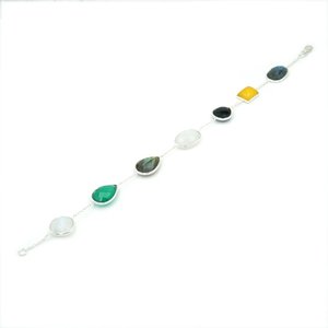 สร้อยข้อมือลูกปัดชั้นดีขนาด8.5นิ้วทำด้วยมือเงินสเตอร์ลิง925พร้อมอัญมณีหลายรูปแบบผสมตามธรรมชาติของขวัญวันครบรอบปีที่สมบูรณ์แบบ - Product Image 3