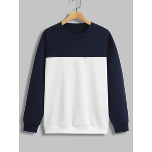 Nuevas Sudaderas Lisas de Dos Tonos para Hombre, Cuello Redondo, Secado Rápido, Felpa de Algodón, Sudadera Masculina de Alta Calidad - Product Image 3
