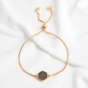 Vente chaude Hexagone Gris Shell Pierre De Naissance Charme Connecteur Lien Chaîne Bracelet Bijoux Pour En Vrac - Product Image 1