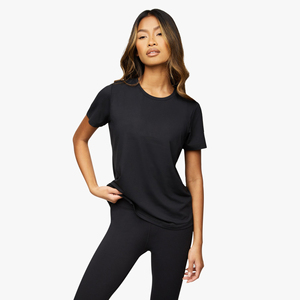 Camiseta de Manga Corta con Cuello Redondo para Mujer, Superventas 2025, Transpirable, Cómoda, de Color Sólido, 100% Algodón, Tallas para Adultos, Verano - Product Image 5