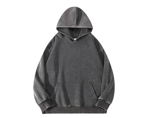 Hoodies respirants délavés à l'acide avec broderie, logo personnalisé imprimé numériquement, en coton écologique, coupe ample - Product Image 3