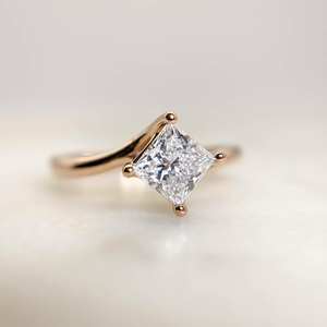 5.5mm Princess Cut Moissanite Engagement <b>Ring</b> | Classic 4-Prong <b>Solitaire</b> | 925 <b>Silver</b> or Solid 10k 14k 18k Gold - Product Image 3