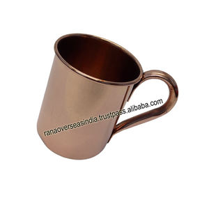 Nouvelle conception plaine pur cuivre métal moscou Mule tasse forme cylindrique avec poignée pour vin café boisson et cadeaux - Product Image 4