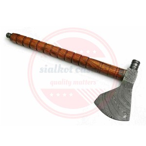 Wooden Handle Damascus Steel Fixed Blade <b>Axe</b>| Premium Quality Damascus Outdoor Camping <b>axe</b> with Leather case - Product Image 2