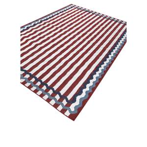 Alfombra Kilim de Lana Tejida Plana Alhambra Ivory, Hecha a Mano, Rectangular a Rayas para Sala de Estar o Dormitorio, Modelo ADWP-13064 - Product Image 2