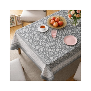 Nappe rectangulaire en coton bleu à motif floral et bordure Paisley, idéale pour la salle à manger, en lin décoratif, vente en gros, export, OEM - Product Image 6