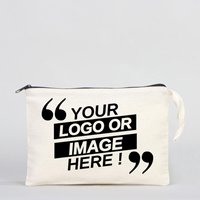 Bolso de Mano Personalizable para Mujer, a Todo Color, de 7 Pulgadas, Sin Forro, Bolsa de Algodón de Alta Calidad con Cierre, Adorno con Logotipo y Patrón de Piedras