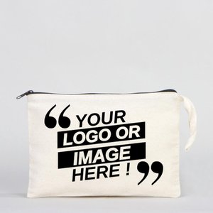 Pochette personnalisable pour femme 10x7 en coton non doublé avec fermeture éclair - Product Image 1