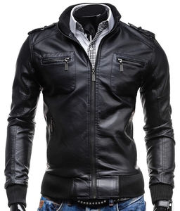 Chaqueta de Cuero para Hombre, Precio al por Mayor, Estilo Casual Urbano, Talla Grande, Material de Alta Calidad, Transpirable, Cuello Alto, Logotipo Frontal - Product Image 2