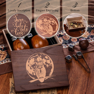 Juego de Vasos de Whisky de Madera Quemada Estilo Antiguo, Vasos de <span class=keywords><strong>Vino</strong></span> Reutilizables Gruesos, Cubitos de Hielo de Acero Inoxidable para Cumpleaños y Navidad - Product Image 4