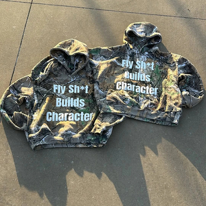 เสื้อฮู้ดดี้ลายพรางผ้าฝ้ายคุณภาพสูงรุ่นล่าสุด พิมพ์ลายนูน 3 มิติ ทรงโอเวอร์ไซส์ แบบครอปสำหรับผู้ชาย มีซิป - Product Image 1