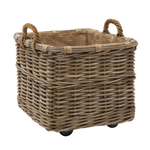Vintage Design Natural Handmade Eco-friendly Rattan <b>Storage</b> <b>Basket</b> with Wheels for Home Decoration Best Selling Made in Vietnam - Product Image 1