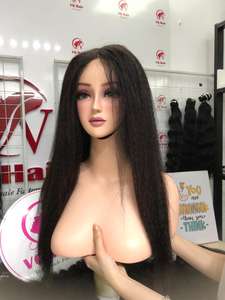 Perruque de cheveux bruts vierges bouclés crépus de haute qualité la plus vendue en gros un donateur fermeture à lacet style droit non traité - Product Image 3