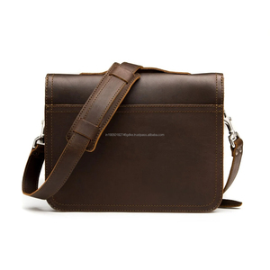 Unisex Slim Cross Body Buffalo Genuine Vintage Leather Messenger Bag Custom Logo Durable Flap <b>Portable</b> for Travel/Office for - Product Image 3