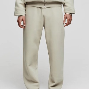 Survêtement beige pour homme, manches longues, capuche zippée, couleur unie, coupe décontractée, 100% coton, vêtements d'automne, poches latérales - Product Image 5