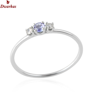 Dwarkas R009856_TZN Bague élégante et minimaliste en argent sterling S925 sertie de tanzanite certifiée, haute qualité, pour soirée - Product Image 1