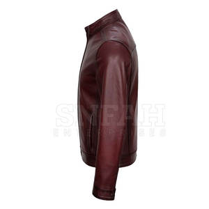 แจ็กเก็ตมอเตอร์ไซค์สำหรับผู้ชายหนังแท้แบบบางทันสมัยระบายอากาศได้ดีโลโก้ตามสั่งสำหรับฤดูหนาว - Product Image 4