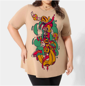 2024 nuevo vestido de Camiseta de algodón pesado transpirable de talla XL para mujer, Vestido de punto teñido liso de verano con serigrafía personalizada - Product Image 5