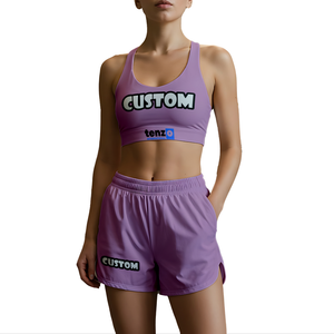Tenzo Intl Vêtements de sport de yoga pour femmes OEM ODM Service. Ensemble de gymnastique personnalisé en polyester, élasthanne, 2 pièces, respirant et uni sur le devant Transfert à chaud - Product Image 6