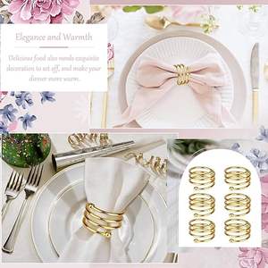 Rond de serviette en métal décoratif de qualité supérieure pour le réglage de la table de mariage et de fête - Product Image 4