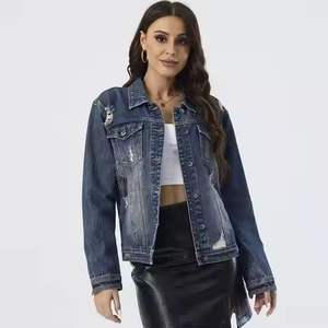 Veste en jean unisexe de haute qualité en gros, motif de lettres d'hiver, logo personnalisé sur le devant, design respirant, coupe-vent, écologique - Product Image 4