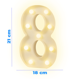 Luce LED 3D dal Design Moderno, Luce Calda, Numero 8 in Plastica, Decorazione per Occasioni Speciali e Compleanni - Product Image 3
