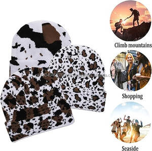 Y2K Letter Printed Knitted <b>Beanie</b> Winter <b>Skull</b> Cap Dot Bow Camouflage Patterns for Men Women's Headwear for Beach Business - Product Image 5