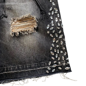 Shorts en jean Streetwear d'été en détresse de haute qualité pour hommes Shorts en denim baggy personnalisés pour hommes - Product Image 4