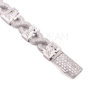 Bracelet pour homme plaqué or avec diamants taillés rond et baguette, design unique, style hip-hop, élégant - Product Image 3