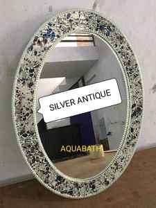 Miroir en verre avec incrustation de mosaïque de nacre, design moderne industriel, écologique, fait à la main, disponible en toutes tailles et styles pour la décoration murale - Product Image 6