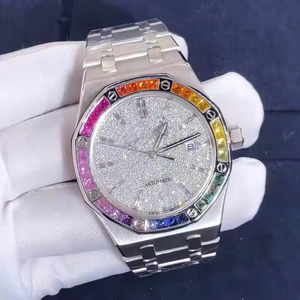 Reloj de diamantes cultivados en laboratorio helado personalizado de alta calidad para hombre, estilo de negocios completamente Hip Hop, banda de acero inoxidable, esfera de cristal deportiva - Product Image 1