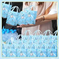 Sac cadeau de fête à thème Babyshower personnalisé en vrac avec rubans de biberon bleus HandleParty Treat Gift Mini Favor Bags