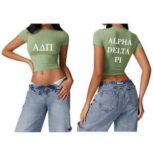 เสื้อครอปไซส์ใหญ่พิเศษของผู้หญิงผ้าคอตตอนพิมพ์ลายเซ็กซี่เสื้อครอป100% โลโก้ตามสั่ง - Product Image 2