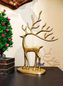 รูปปั้นกวางเรนเดียร์สูงชุบทองแบบมินิมอลสำหรับตกแต่งบ้านทันสมัยและจัดแต่งทรงผมในวันหยุดผลิตในอินเดีย - Product Image 2