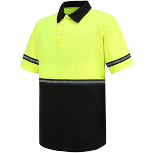 Camiseta personalizada Hi Vis Night Safety Reflective Collar Polo Cotton Workwear para hombre con logotipo de seguridad impreso para seguridad vial - Product Image 1